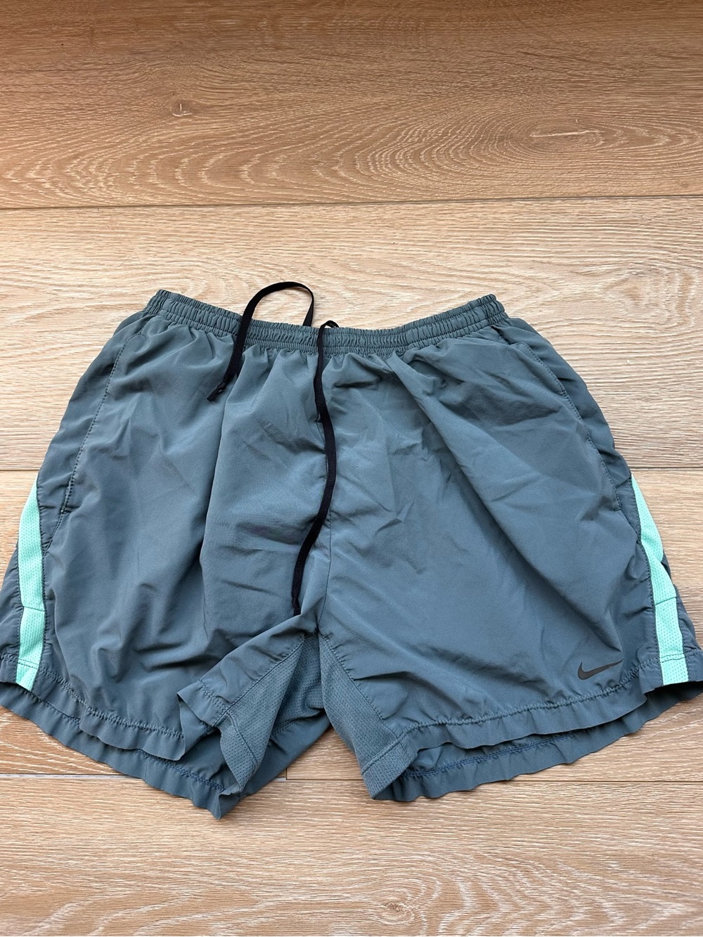 Nike Grey Running Shorts with Mint Accent